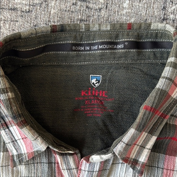 Kuhl Tropik Shirt Mens XL Red Gray Plaid Open Weave Gauzy Seersucker Airy - Picture 3 of 6